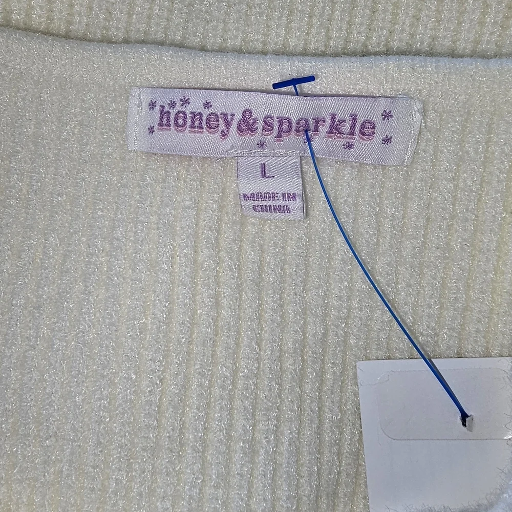 NWT Honey & Sparkle Girls Cream Ribbed Knit Sweater Tank - Girls L